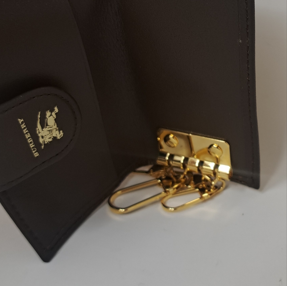 Vintage Burberry Key Holder Wallet Calfskin Nova Check 4 Keys Nishikaw Y2K - Picture 12 of 12